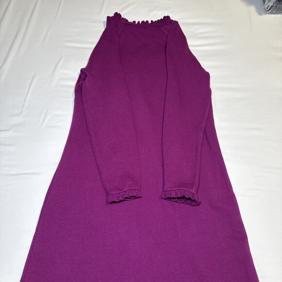 Talbots Dress Womens Small Purple Long Sleeve Midi Ruffle Trim 100% Cotton NWOT - Picture 14 of 15